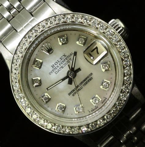 rolex oyster perpetual datejust ladies diamond watch 1.50ct custom|rolex lady datejust bezel.